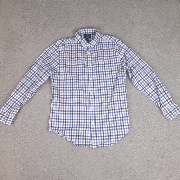 Nat Nast Shirt Mens Large‎ White Blue Plaid Long Sleeve Button Down Cotton Blend - Picture 1 of 15